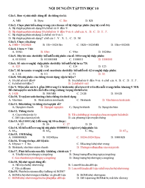Nội dung ôn tập Tin học 10